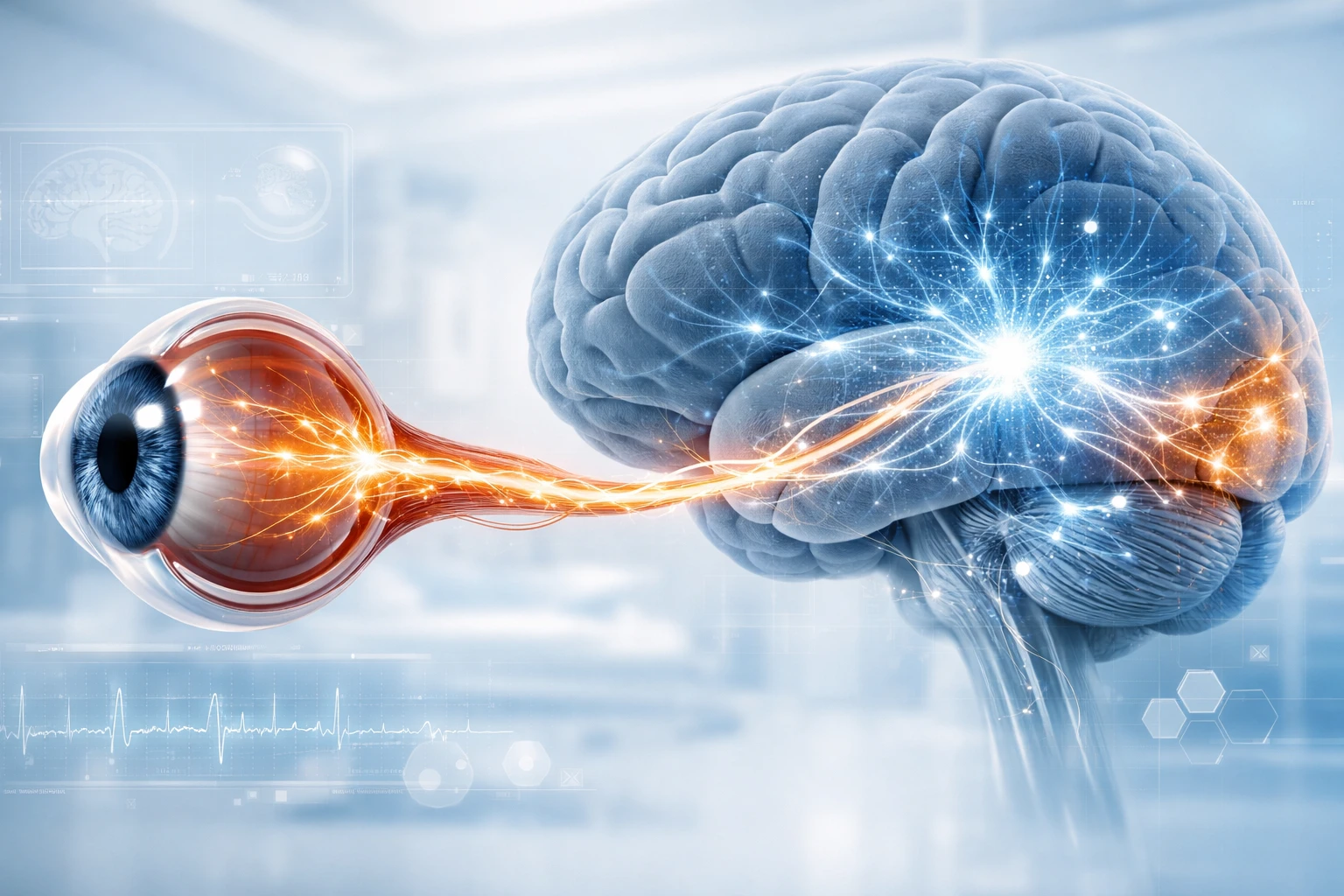 visual pathway showing eye optic nerve and brain connection